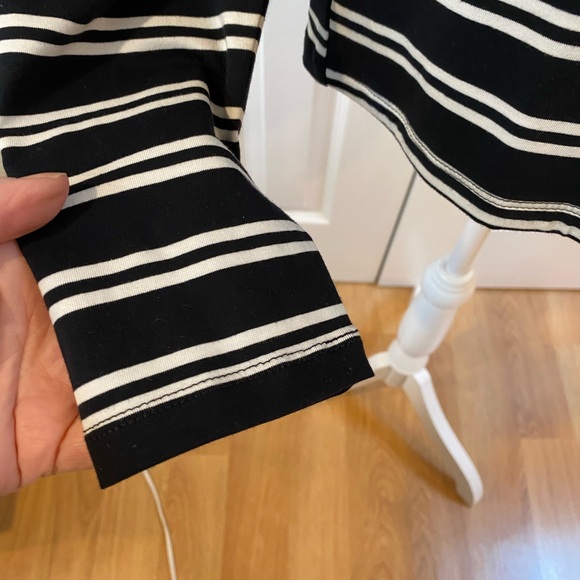 Three Dots Black and White Stripe Scoop Neck Long Sleeve Top Size L - Picture 3 of 11